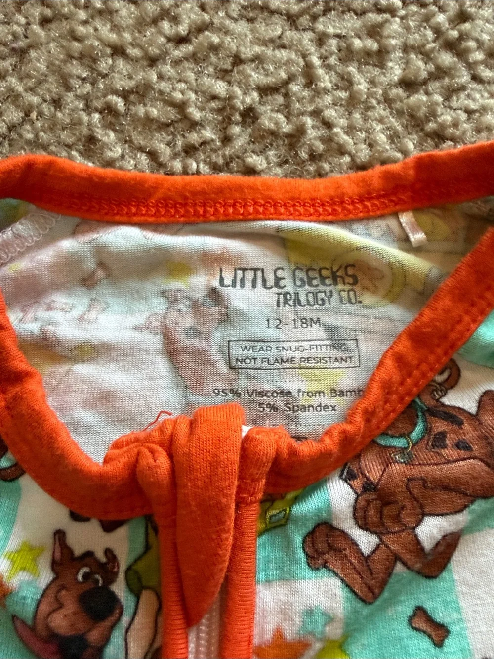 B15 Bamboo Scooby-Doo™ Orange Trim Kids One-Piece Shortie, 12-18 see all pics